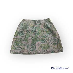 Lilly Pulitzer vintage Schools Out fish skirt patsy lined white green 6 lace